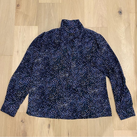 Banana Republic | Blue Polka Dot Tie Front Blouse 💙 - Picture 4 of 10